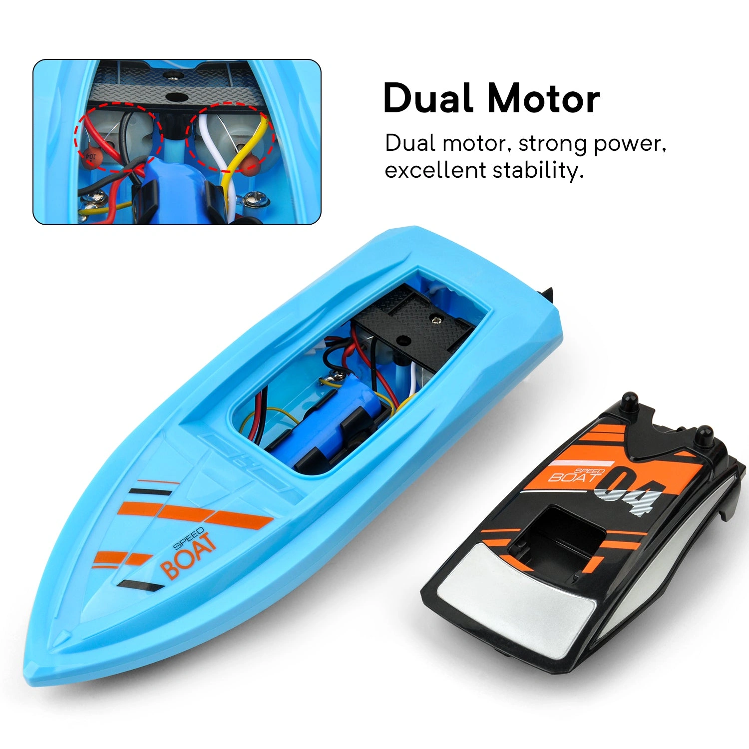 Unleash the Fun: GizmoVine RC Boat - Speed, Thrills, & Adventure for Boys! Pool & Lake Ready, Blue.
